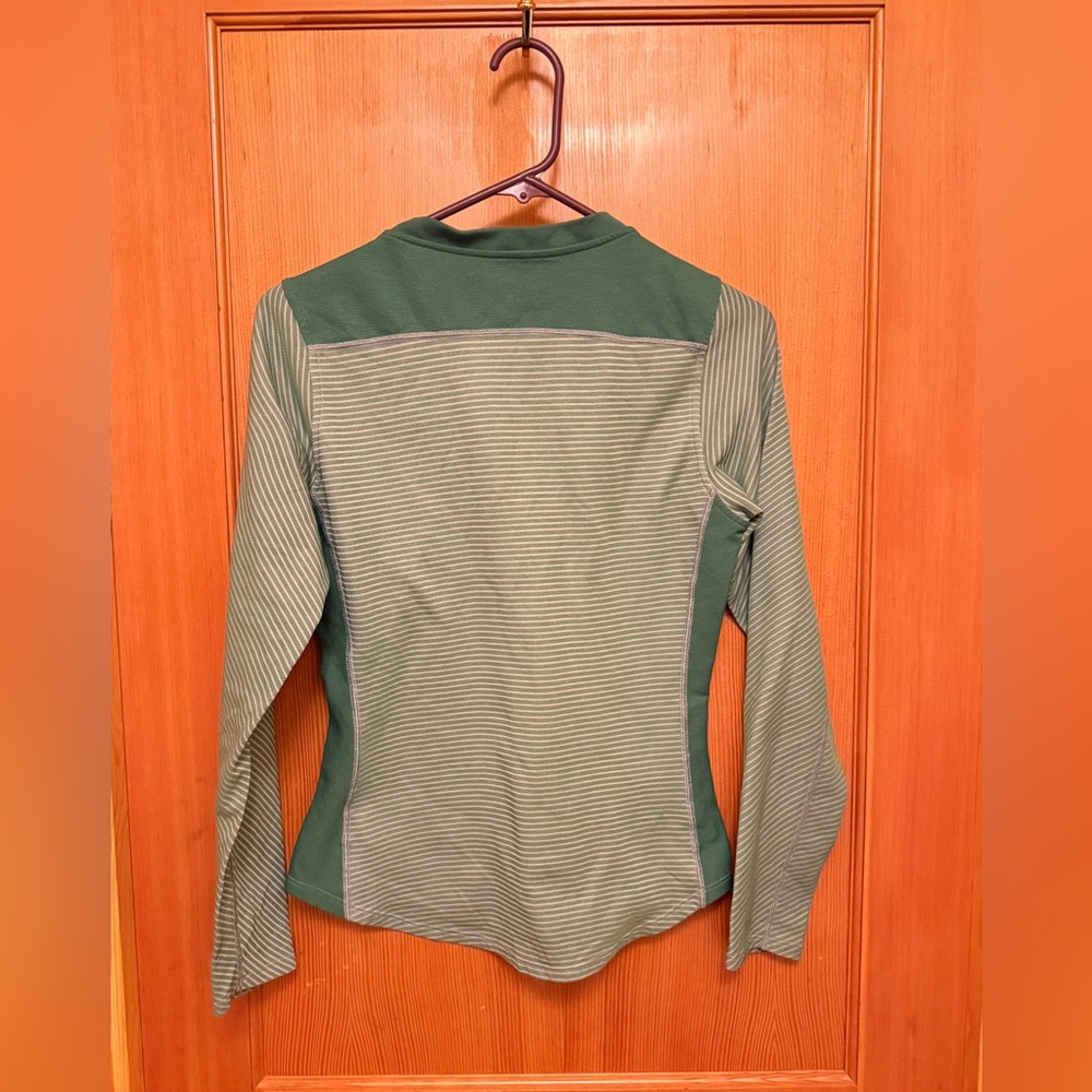 PATAGONIA Henley Shirt Long Sleeve Green Stripe Women's S - Picture 2 of 5